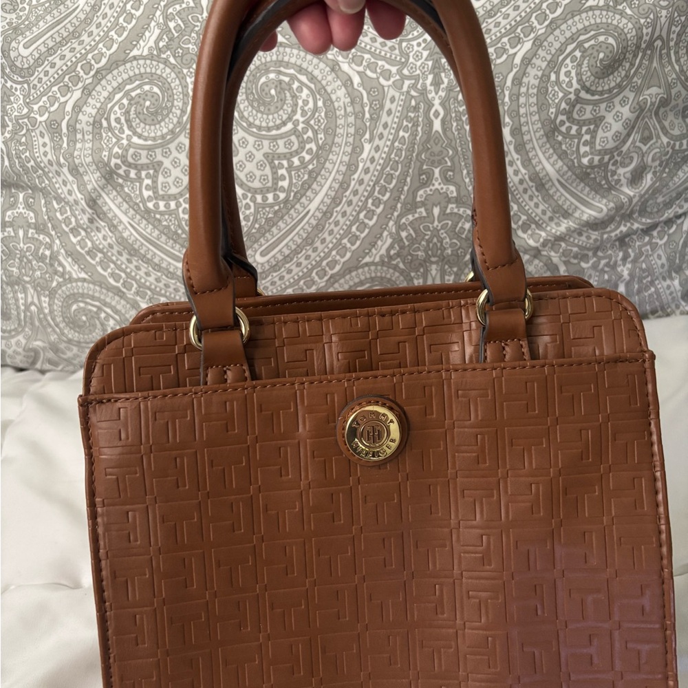 Tommy Hilfiger Brown Embossed Satchel